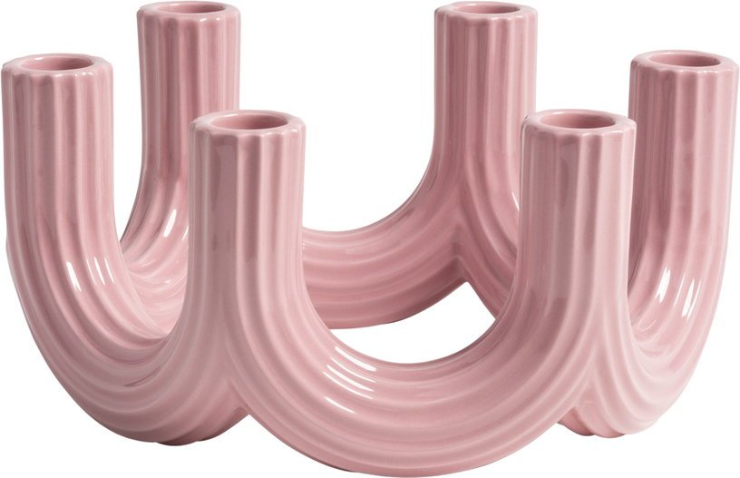 Bougeoir en dolomite rose 23,5 cm Churros - &Klevering - The Cool Republic