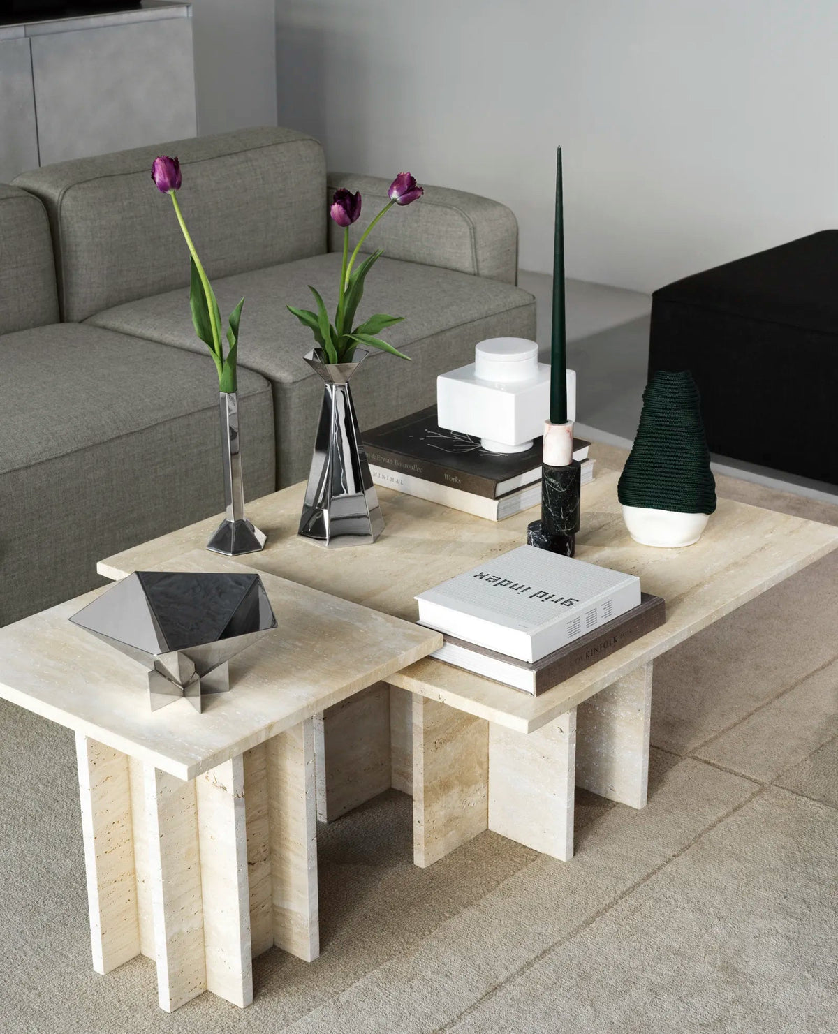 Bougeoir en marbre et acier bordeaux 7x20cm Blox - Normann Copenhagen - The Cool Republic