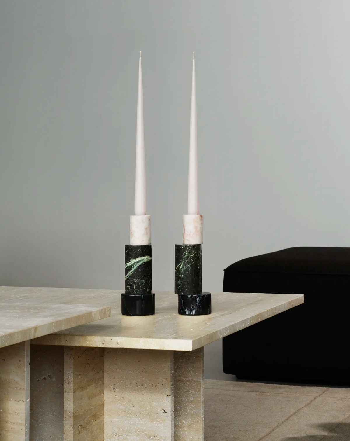 Bougeoir en marbre et acier vert foncé 7x20cm Blox - Normann Copenhagen - The Cool Republic
