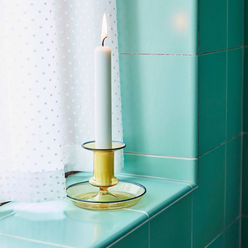 Bougeoir en verre jaune Flare - HAY - The Cool Republic