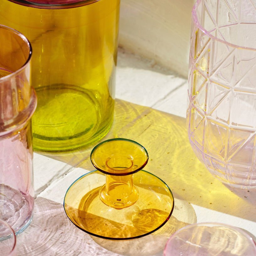 Bougeoir en verre jaune Flare - HAY - The Cool Republic
