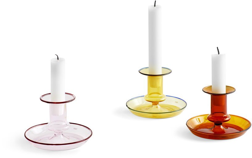 Bougeoir en verre rose Flare - HAY - The Cool Republic