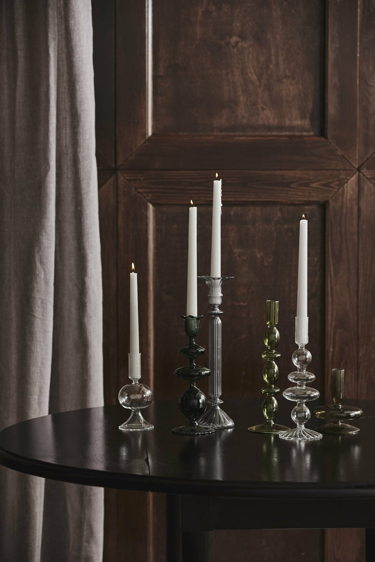 Eriska clear borosilicate glass candleholder 23cm - Nordal - The Cool Republic