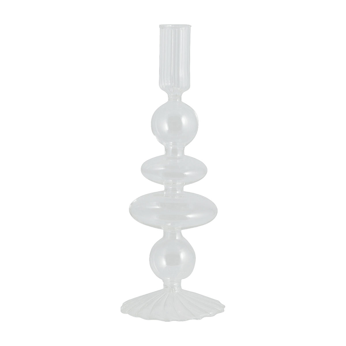 Eriska clear borosilicate glass candleholder 23cm - Nordal - The Cool Republic
