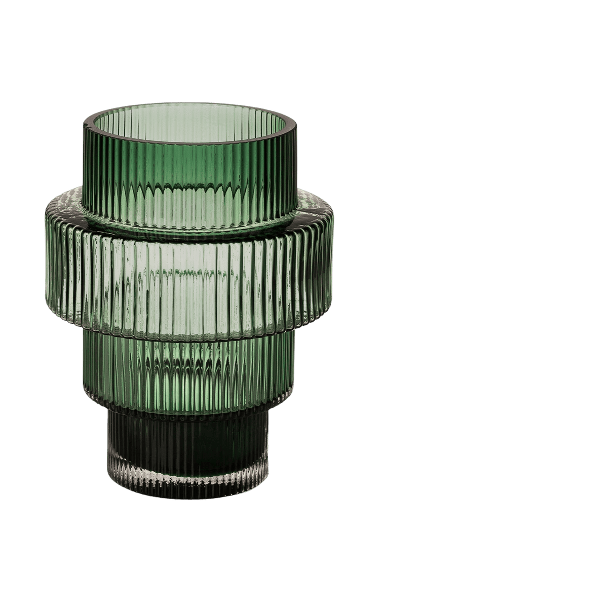 Bougeoir en verre vert 12x15cm Steps - Pols Potten - The Cool Republic