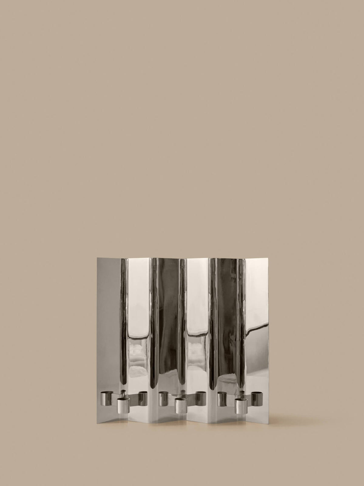 Bougeoir mural 3 embouts en acier inoxydable et miroir poli Eddy - Ferm Living - The Cool Republic