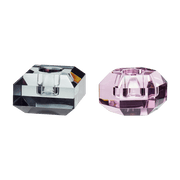 Bougeoirs en cristal rose et fumé (lot de 2) Gem - Hübsch - The Cool Republic