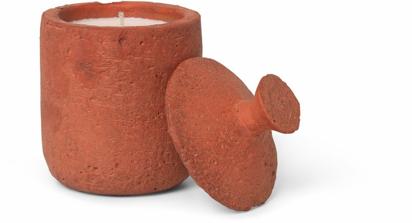 Bougie parfumée en terre cuite Sienne rouge 8 x 13 cm Ura - Ferm Living - The Cool Republic
