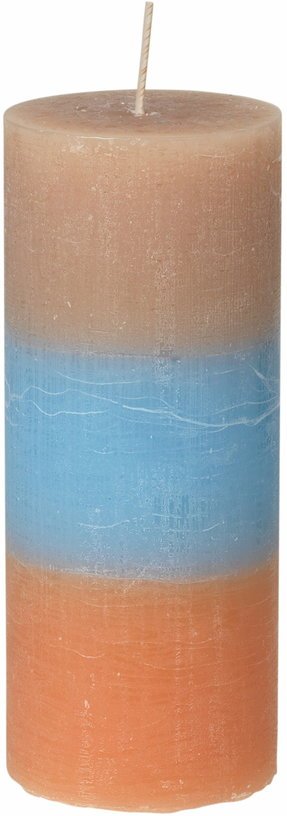 Bougie tricolore marron bleu orange 17 cm Rainbow - Broste Copenhagen - The Cool Republic