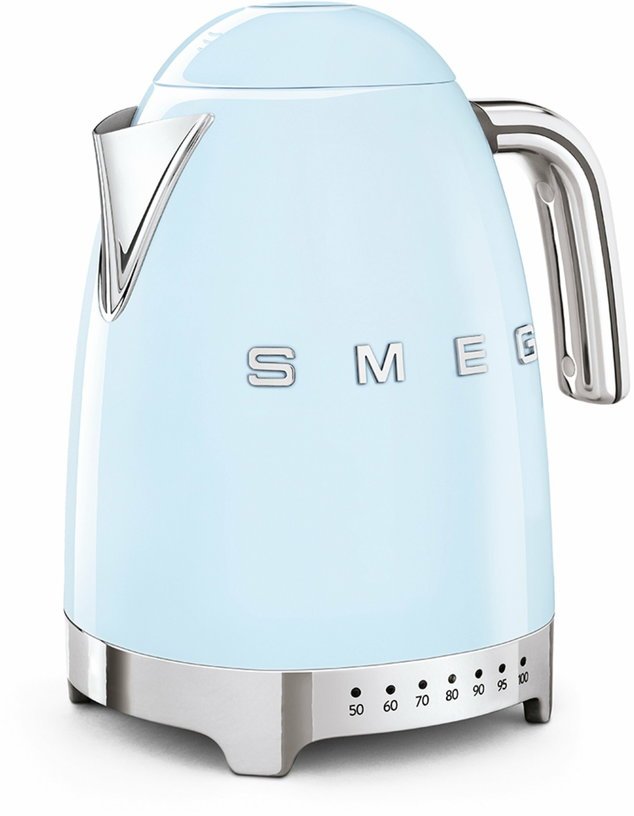 Bouilloire avec réglage de température bleu azur 1,7 L Années 50 - Smeg - The Cool Republic