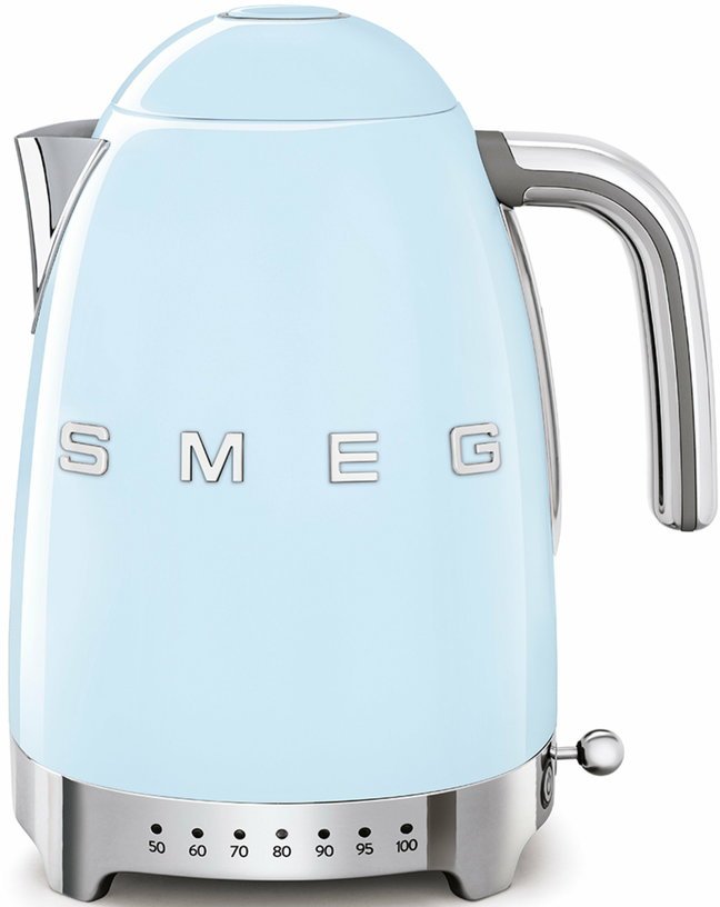 Bouilloire avec réglage de température bleu azur 1,7 L Années 50 - Smeg - The Cool Republic