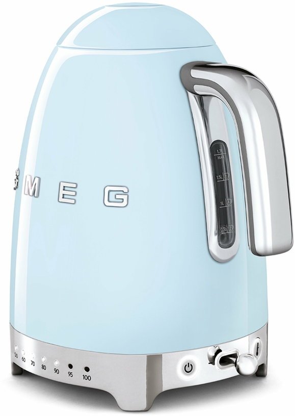 Bouilloire avec réglage de température bleu azur 1,7 L Années 50 - Smeg - The Cool Republic
