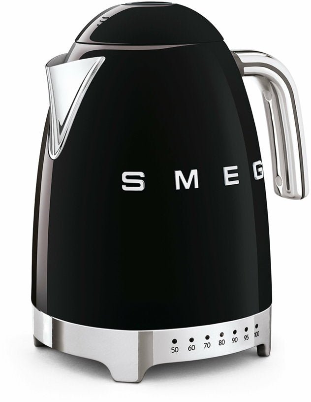 Bouilloire avec réglage de température noire 1,7 L Années 50 - Smeg - The Cool Republic