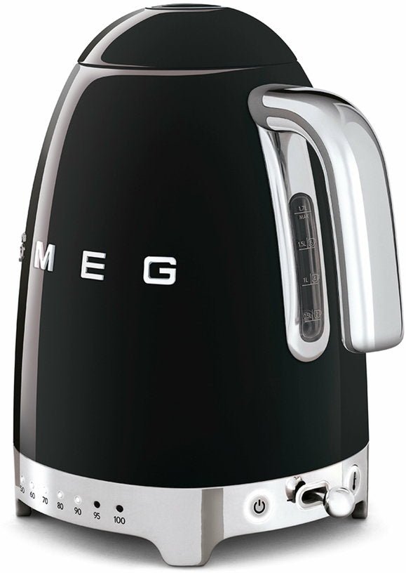 Bouilloire avec réglage de température noire 1,7 L Années 50 - Smeg - The Cool Republic