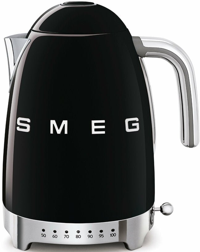 Bouilloire avec réglage de température noire 1,7 L Années 50 - Smeg - The Cool Republic