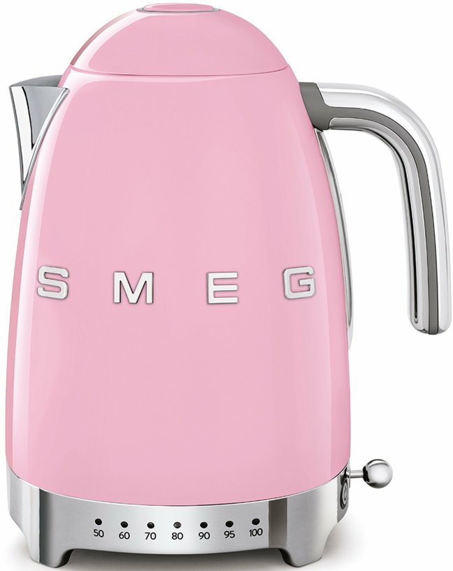 Bouilloire avec réglage de température rose 1,7 L Années 50 - Smeg - The Cool Republic