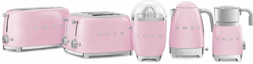 Bouilloire avec réglage de température rose 1,7 L Années 50 - Smeg - The Cool Republic