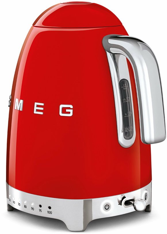 Bouilloire avec réglage de température rouge 1,7 L Années 50 - Smeg - The Cool Republic