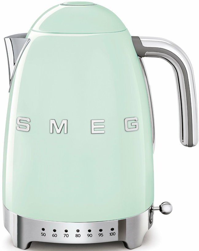 Bouilloire avec réglage de température vert d'eau 1,7 L Années 50 - Smeg - The Cool Republic