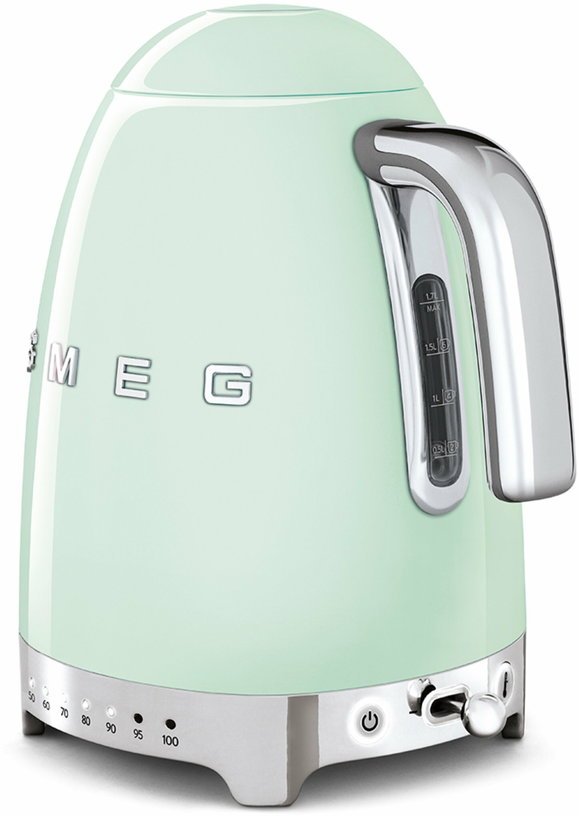 Bouilloire avec réglage de température vert d'eau 1,7 L Années 50 - Smeg - The Cool Republic
