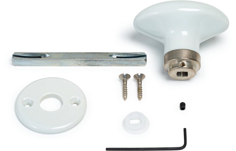 Bouton simple ovale en porcelaine blanche sur rosace - Merigous - The Cool Republic