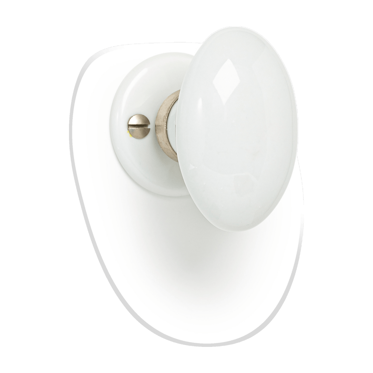 Bouton simple ovale en porcelaine blanche sur rosace - Merigous - The Cool Republic