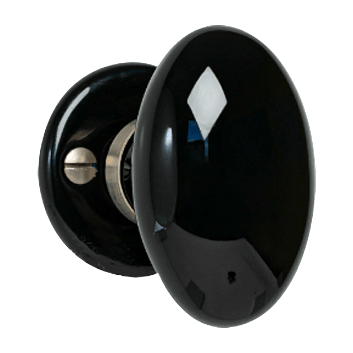 Bouton simple ovale en porcelaine noire sur rosace - Merigous - The Cool Republic