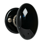 Bouton simple ovale en porcelaine noire sur rosace - Merigous - The Cool Republic