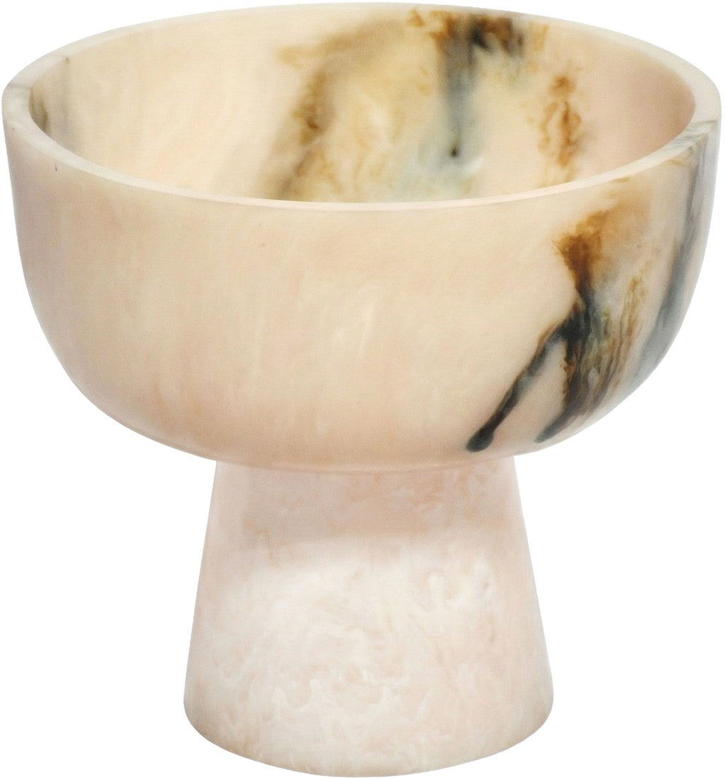 Cuenco sobre pedestal en resina negra y crema 25x23cm Rih - Versmissen
