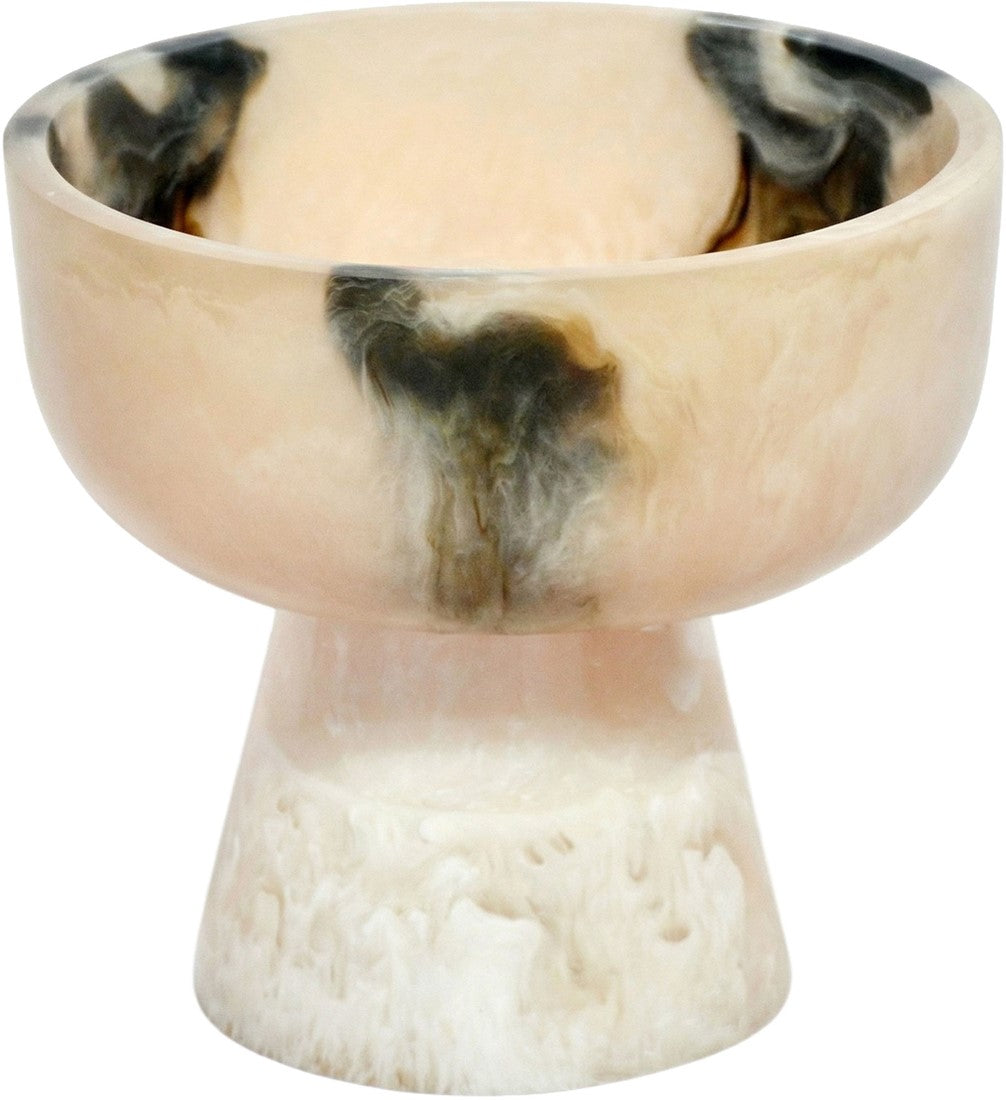 Cuenco sobre pedestal en resina negra y crema 20x18cm Rih - Versmissen