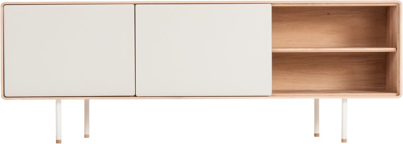 Buffet bas en chêne blanchi huilé et tiroirs en linoléum gris 45 x 180 cm Fina - Gazzda - The Cool Republic