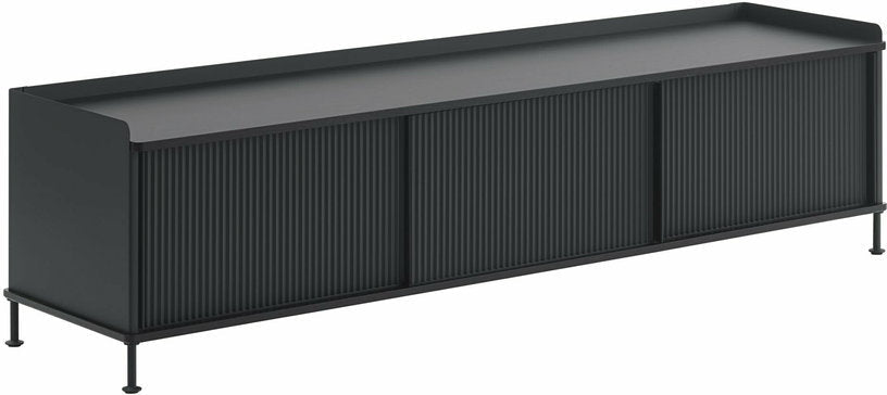 Buffet en acier plié noir 48 x 186 cm Enfold - Muuto - The Cool Republic