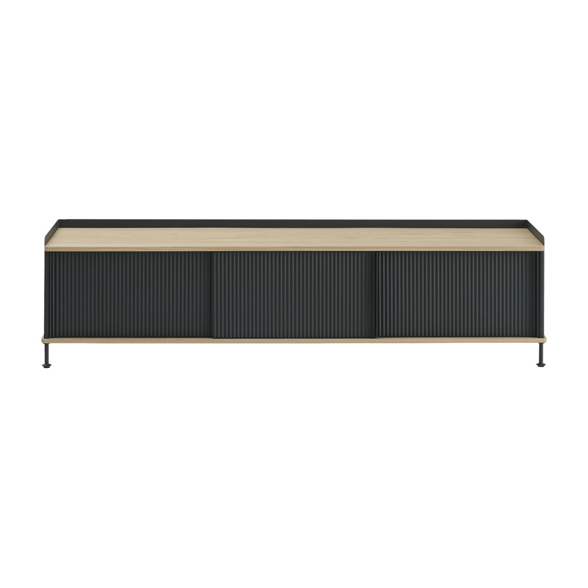 Buffet en acier plié noir et chêne naturel 48 x 186 cm Enfold - Muuto - The Cool Republic
