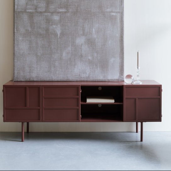 Buffet en bois et métal rouge 160x36x58cm Siena - The Cool Republic - The Cool Republic