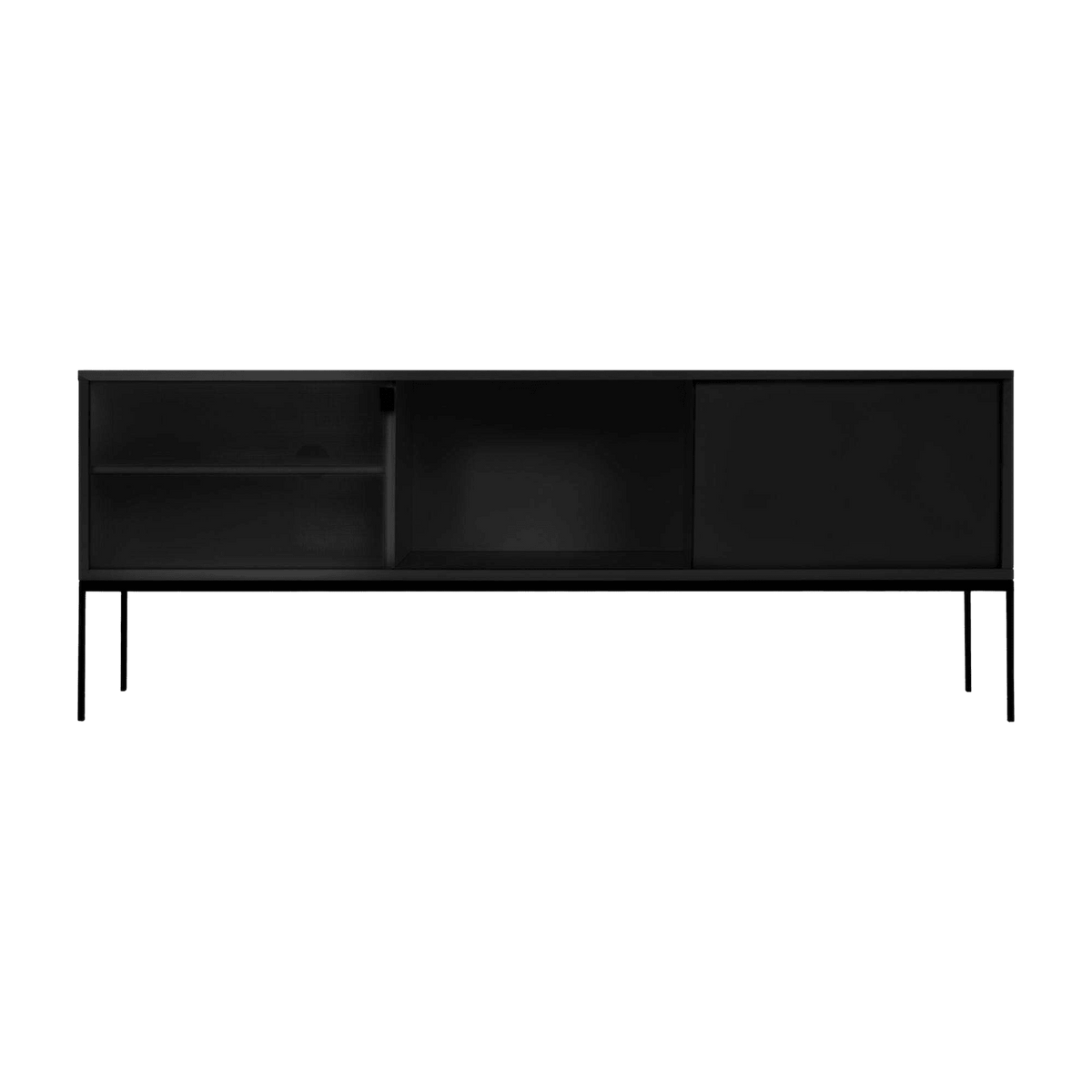 Buffet en mdf et acier noir volcanique Met Media - noo.ma - The Cool Republic