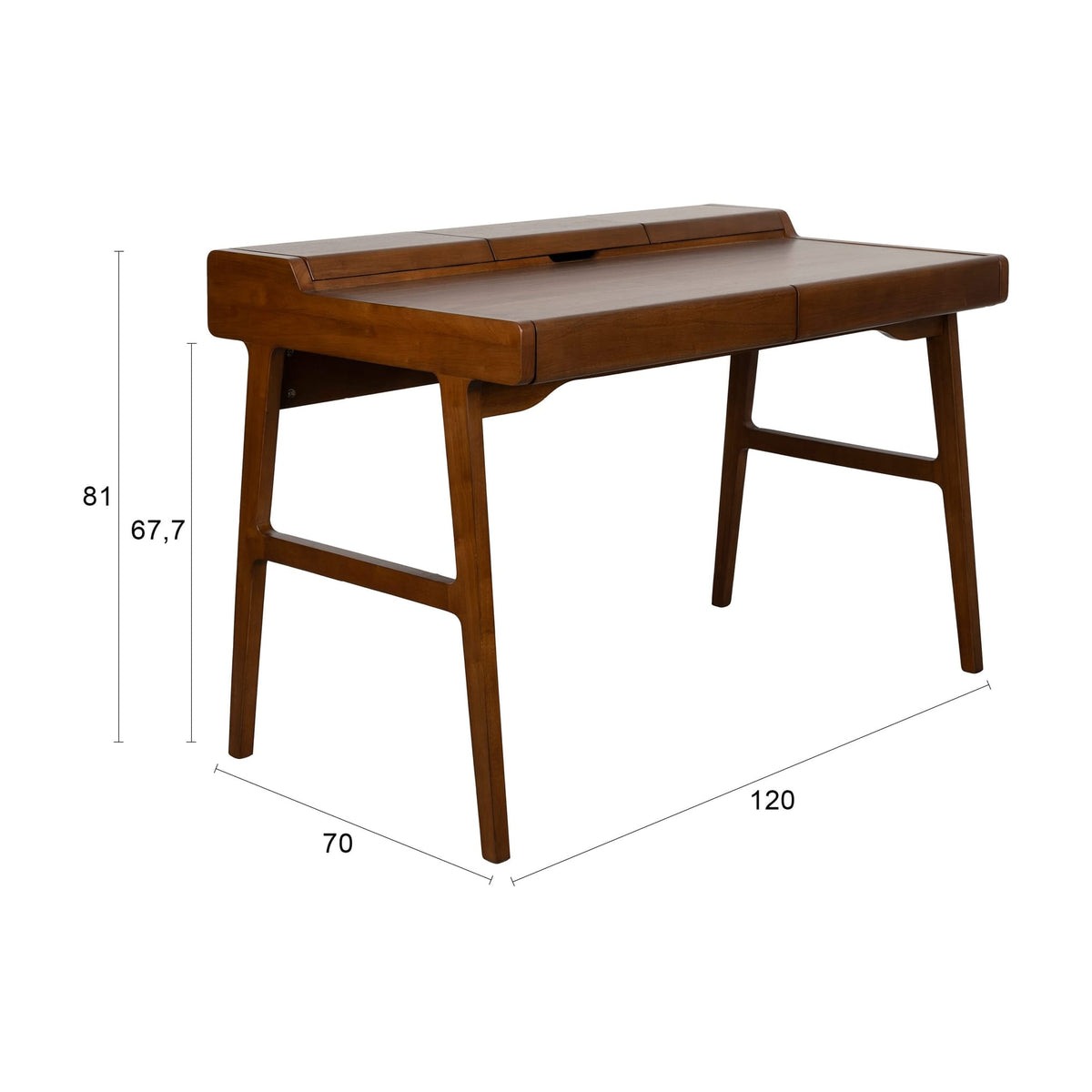 Bureau avec tiroirs en noyer marron 70x120x81cm Kaat - Zuiver — vue 13