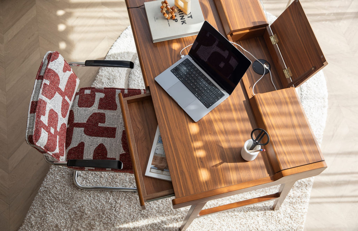 Bureau avec tiroirs en noyer marron 70x120x81cm Kaat - Zuiver — vue 2