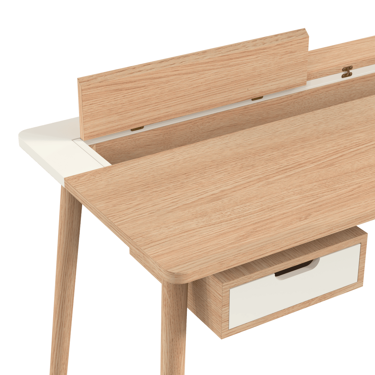 Bureau en chêne naturel et tiroir laqué blanc 136 x 65 x 83 cm Honoré - Hartô - The Cool Republic