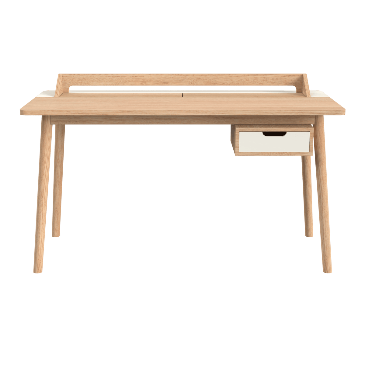 Bureau en chêne naturel et tiroir laqué blanc 136 x 65 x 83 cm Honoré - Hartô - The Cool Republic