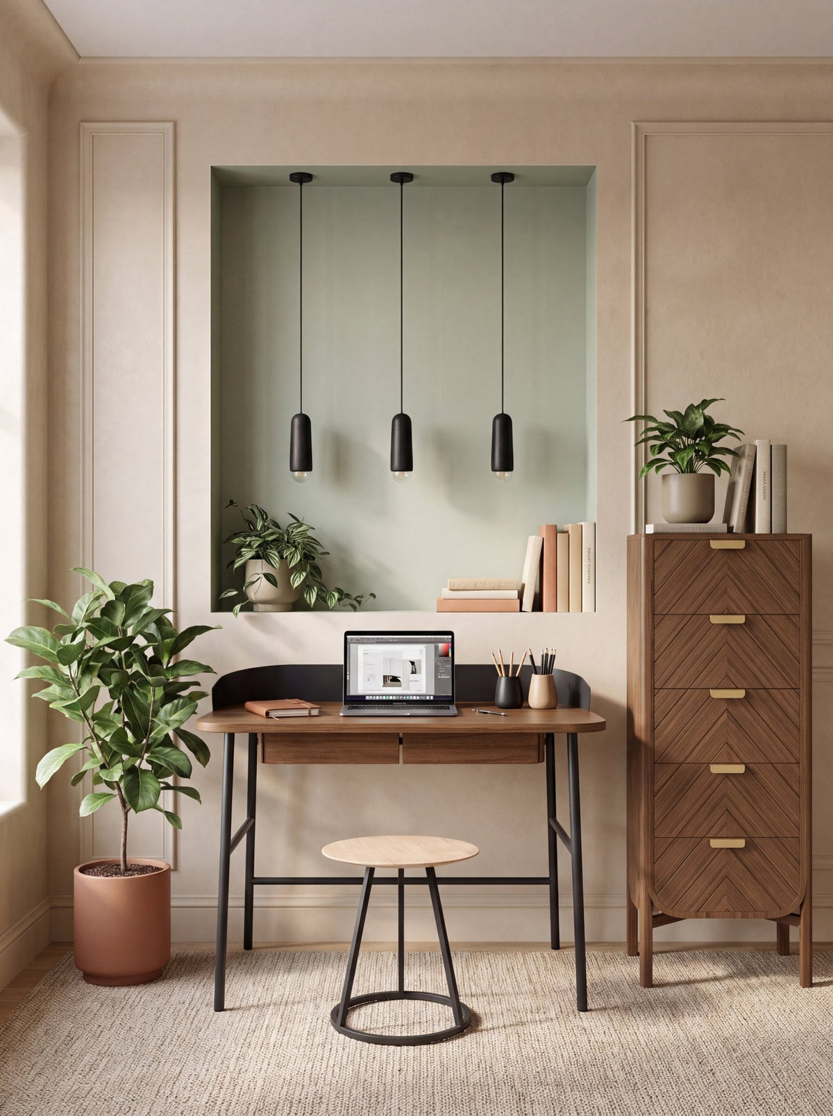 Bureau en chêne teinté et métal noir 100 x 60 x 81,5 cm Victor - Hartô - The Cool Republic