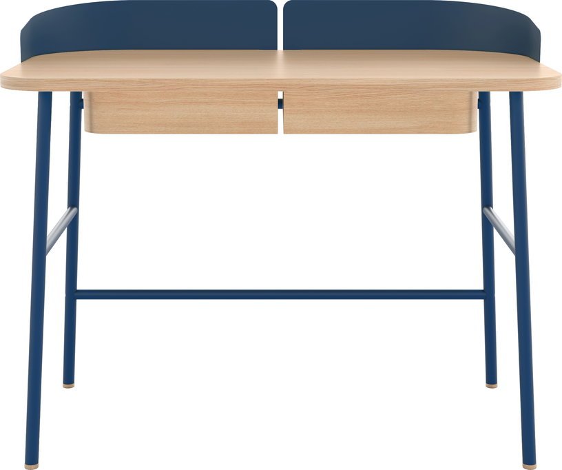 Bureau en placage chêne et acier bleu mat Victor - Hartô - The Cool Republic