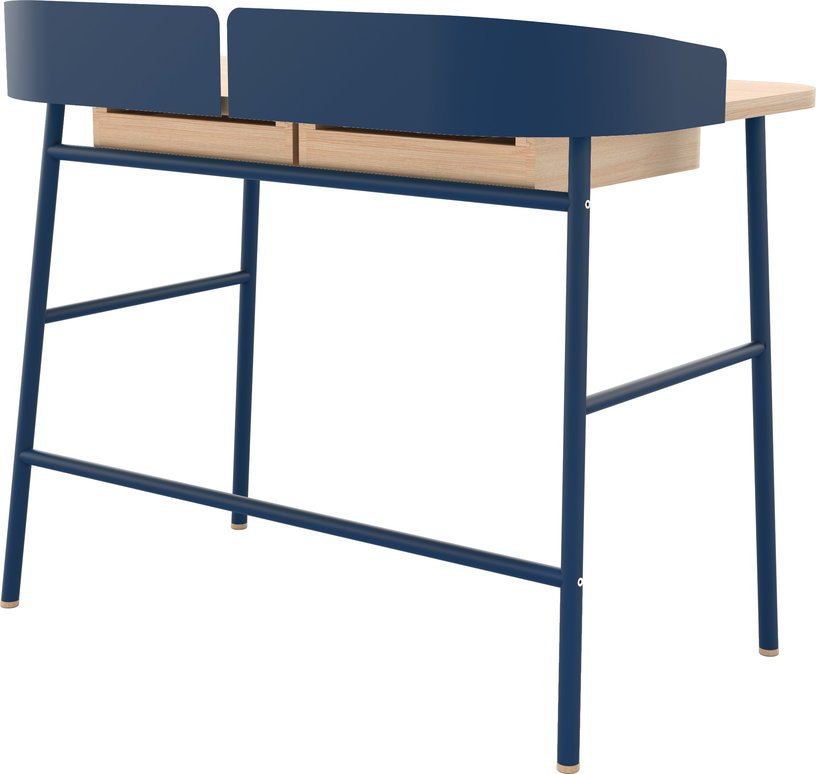 Bureau en placage chêne et acier bleu mat Victor - Hartô - The Cool Republic