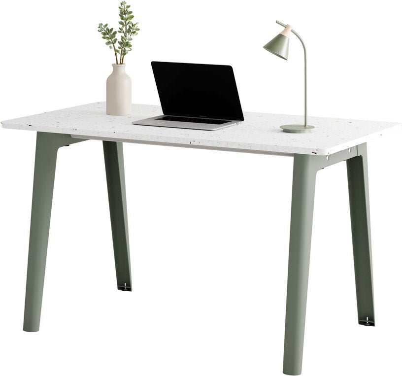 Bureau en plastique recyclé blanc 130 x 70 cm piètements gris eycalyptus New Modern - Tiptoe - The Cool Republic