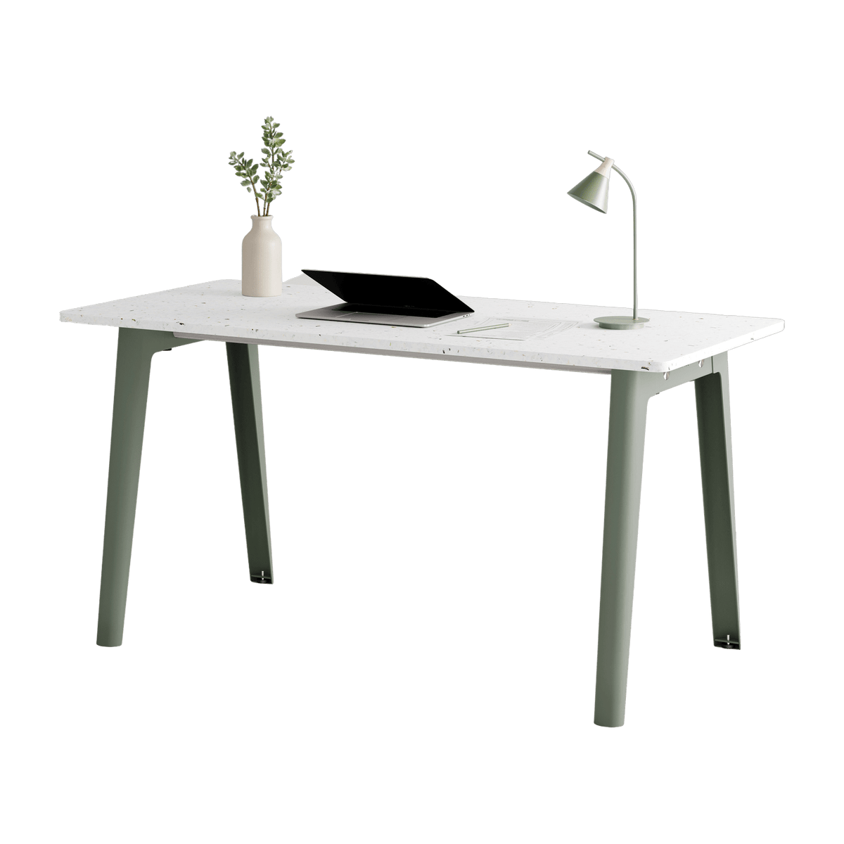 Bureau en plastique recyclé blanc 150 x 70 cm piètements gris eucalyptus New Modern -Tiptoe - The Cool Republic