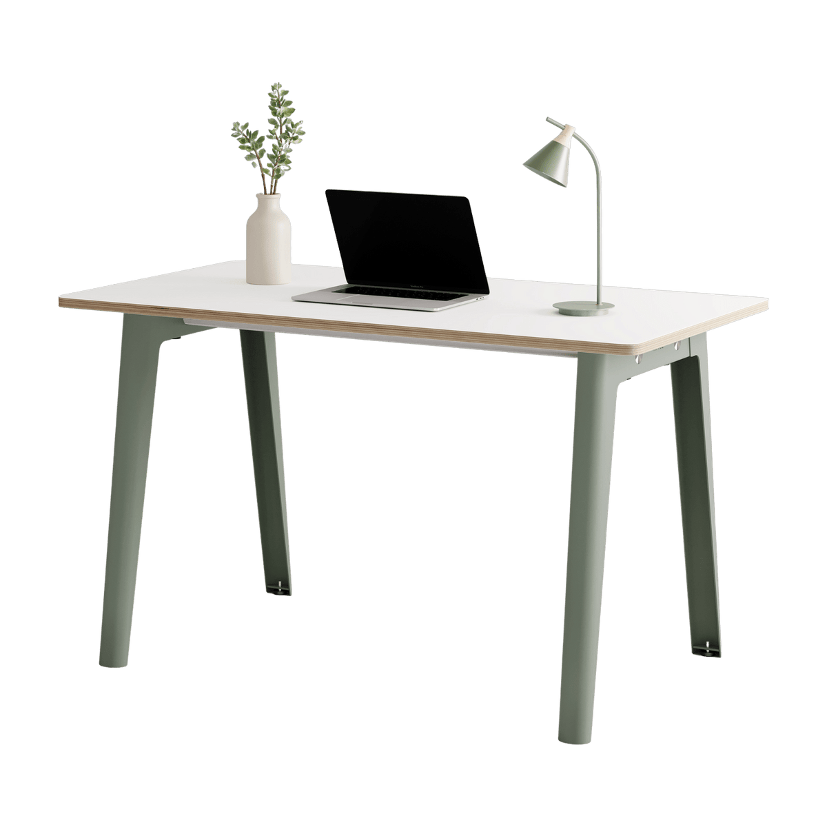 Bureau in white laminate 130 x 70 cm with eucalyptus grey legs New Modern - Tiptoe - The Cool Republic