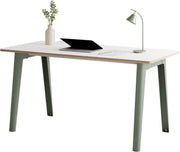 Bureau en stratifié blanc 150 x 70 cm piètements gris eucalyptus New Modern - Tiptoe - The Cool Republic
