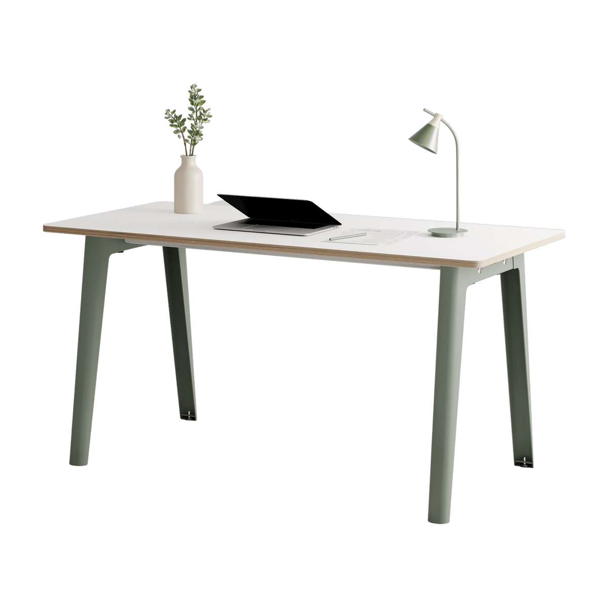 Bureau in white laminate 150 x 70 cm with eucalyptus grey legs New Modern - Tiptoe - The Cool Republic