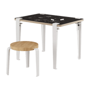 Bureau enfant blanc ardoise 70 x 50 cm Vice Versa et tabouret chêne blanc Mini Lou - Tiptoe - The Cool Republic