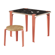 Bureau enfant blanc et rose ardoise 70 x 50 cm Vice Versa et tabouret chêne rose Mini Lou - Tiptoe - The Cool Republic