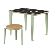 Bureau enfant blanc et verte ardoise 70 x 50 cm Vice Versa et tabouret chêne vert Mini Lou - Tiptoe - The Cool Republic